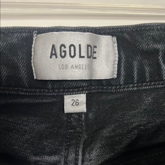 AGOLDE Riley Long Straight Jeans Black Size 26 - Picture 4 of 7
